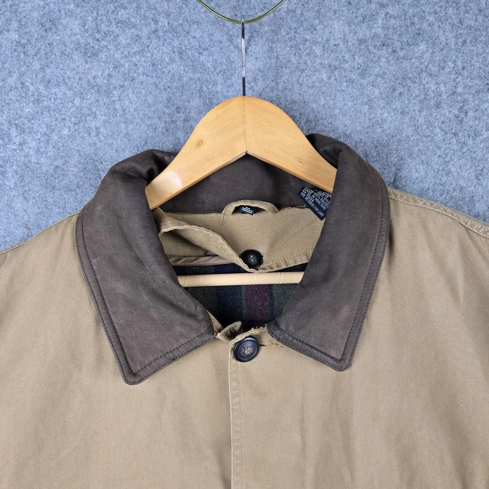 North Bay Barn Jacket Mens Large Tan Wool Lined Canvas Field Coat Workwear Chore